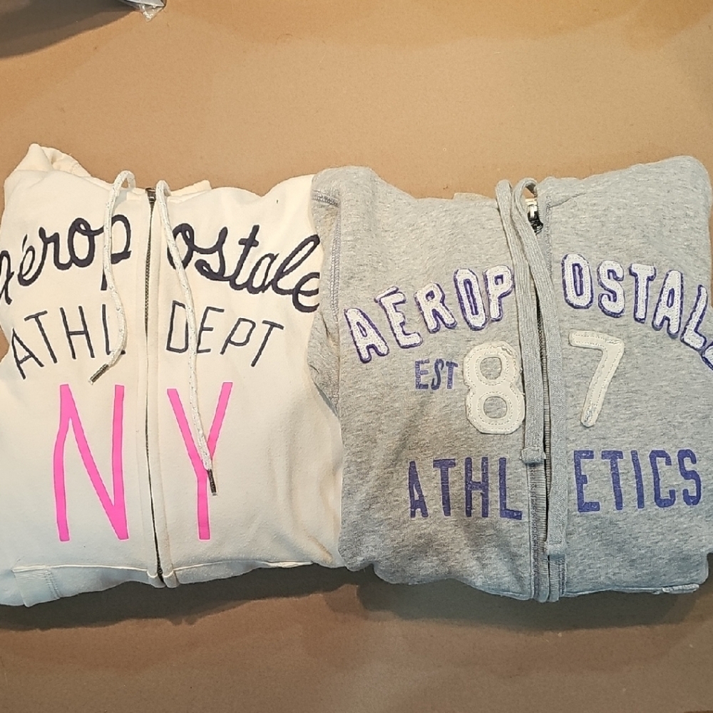 Aeropostale Gray and White Hoodies with Pink Accents